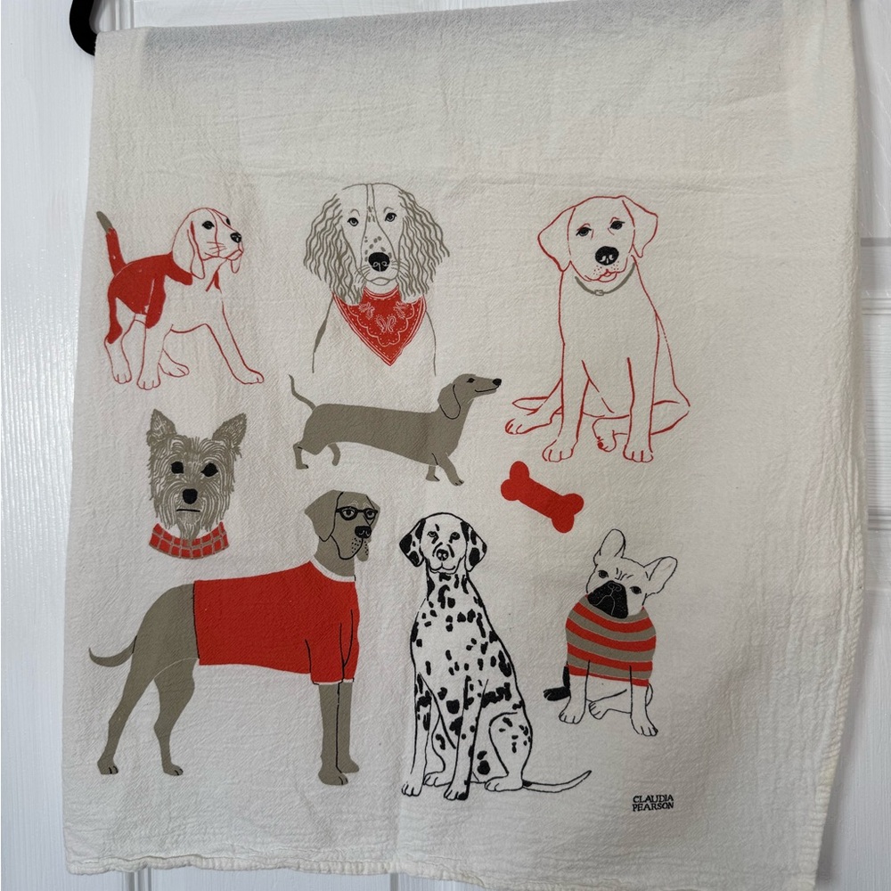 Claudia Pearson Dog Tea towel. 100% cotton
